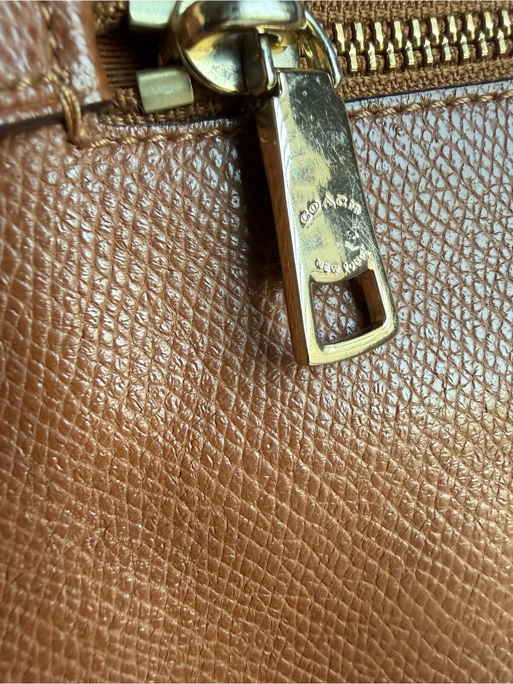 Coach Tan Pebble Leather Tote with Gold Hardware - Picture 5 of 13